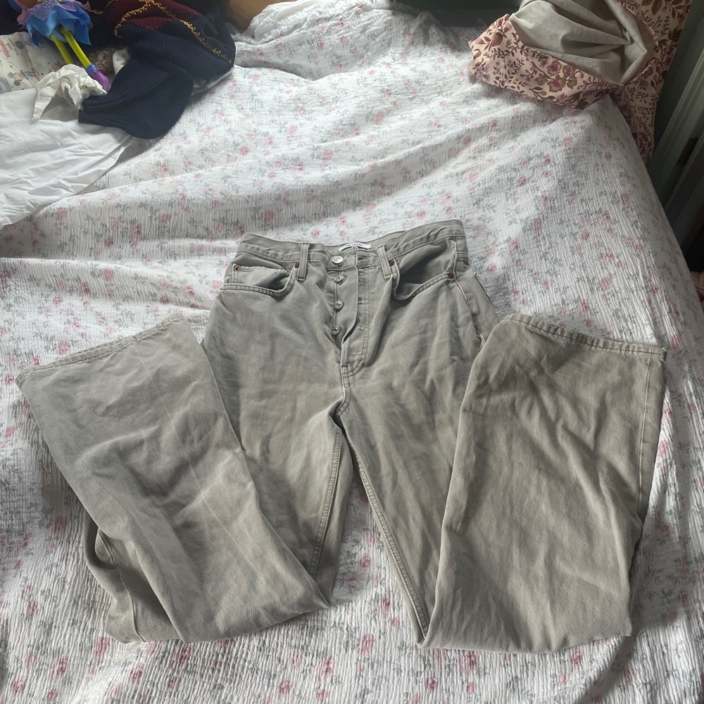 $295 RE/DONE 70s Ultra High Rise Wide Leg Jeans in grey - Picture 8 of 11